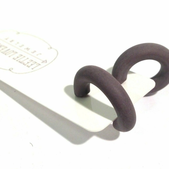 Tiny Lucite Secretary Hoop Dark Grey Earrings - Picture 2 of 5